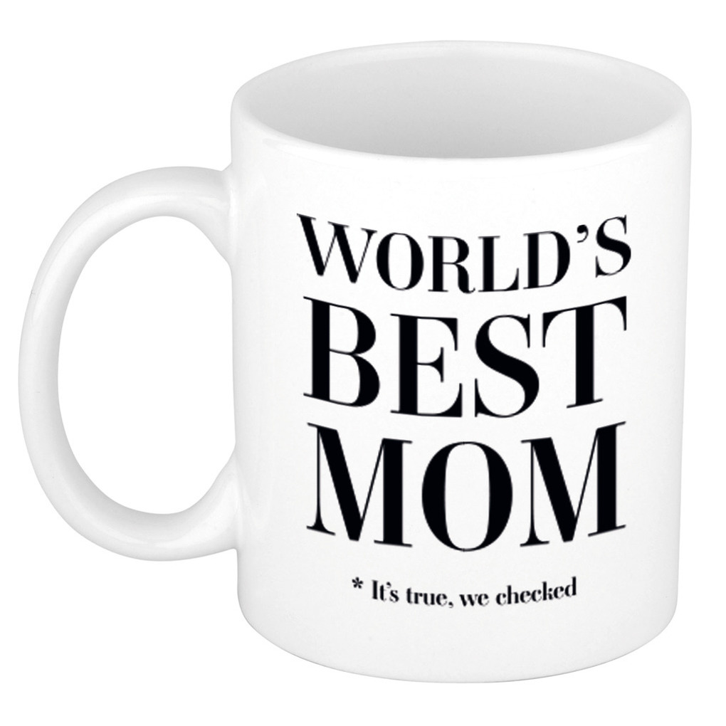 Worlds best mom cadeau koffiemok-theebeker wit 330 ml Cadeau mokken-Moederdag