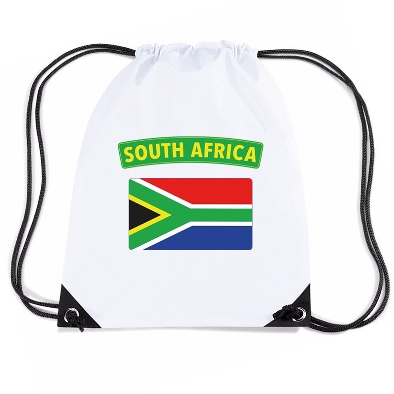 Zuid Afrika nylon rugzak wit met Zuid Afrikaanse vlag