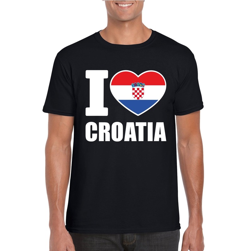 Zwart I love Kroatie fan shirt heren