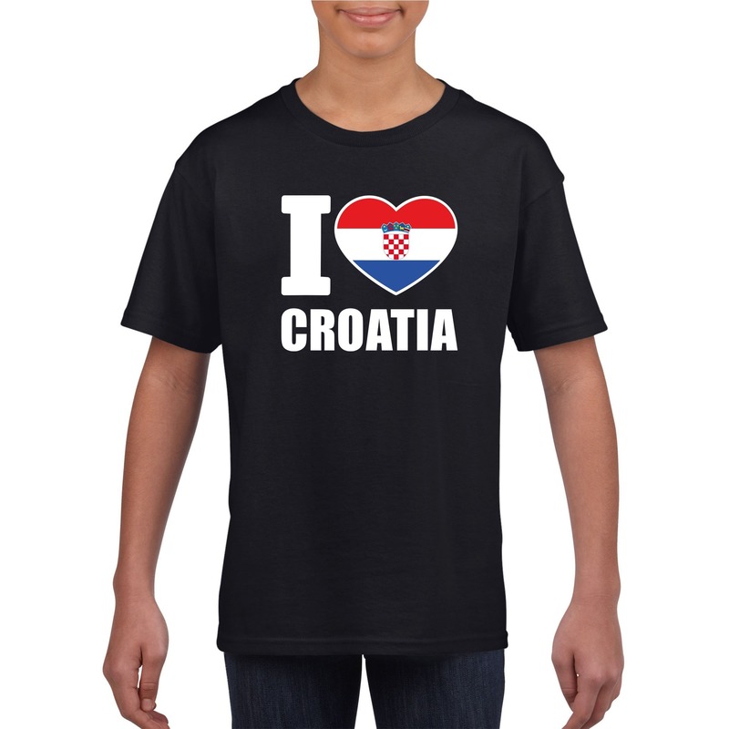 Zwart I love Kroatie fan shirt kinderen