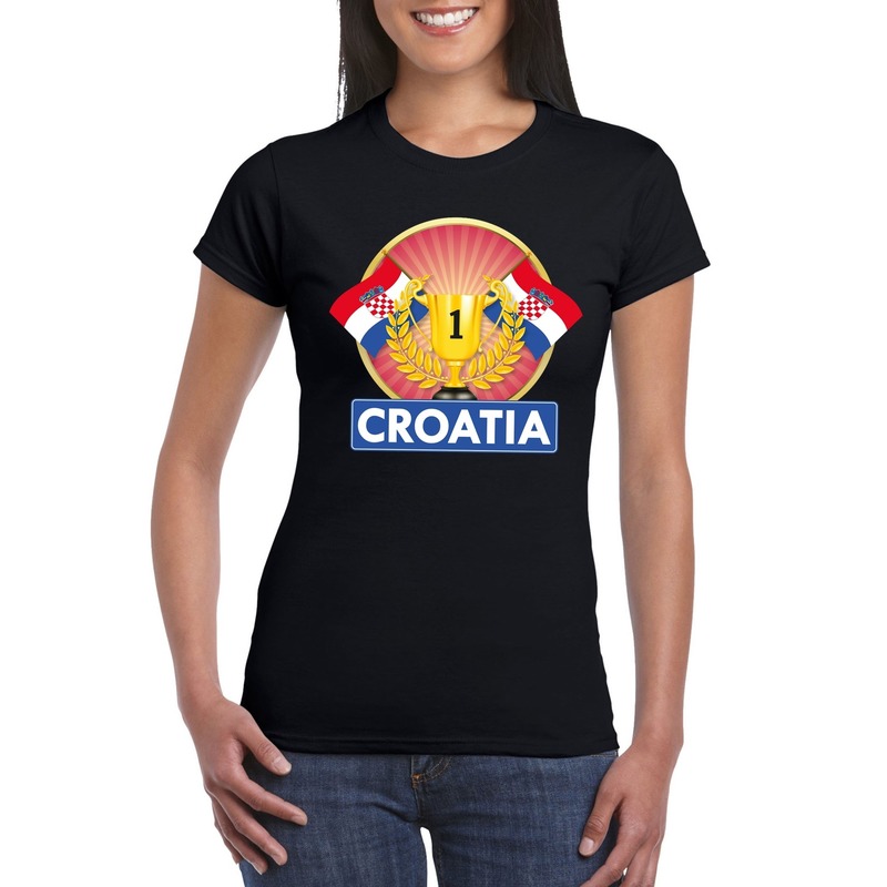 Zwart Kroatie supporter kampioen shirt dames