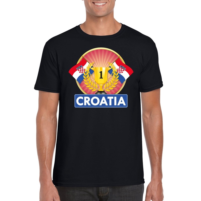 Zwart Kroatie supporter kampioen shirt heren