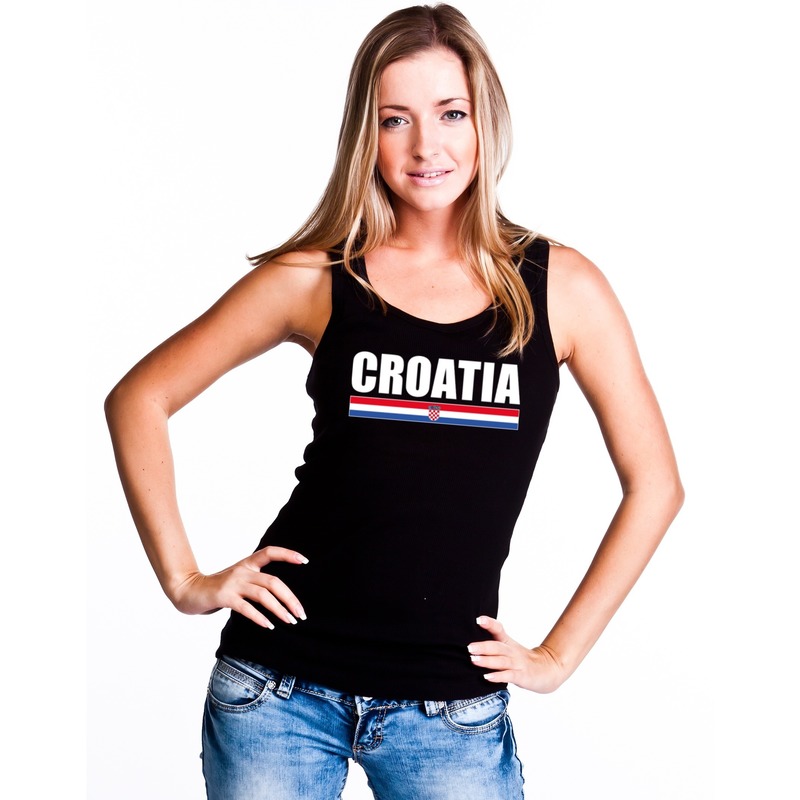 Zwart Kroatie supporter singlet shirt- tanktop dames