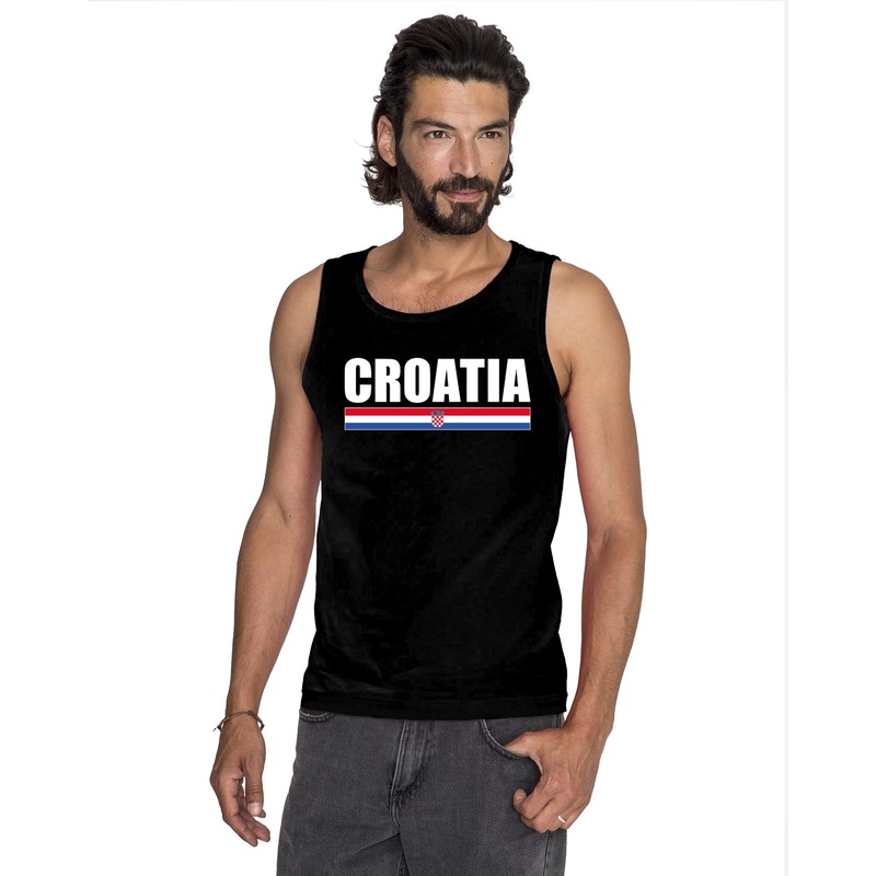 Zwart Kroatie supporter singlet shirt- tanktop heren
