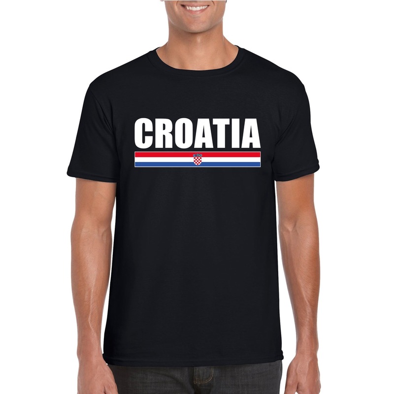 Zwart Kroatie supporter t-shirt voor heren