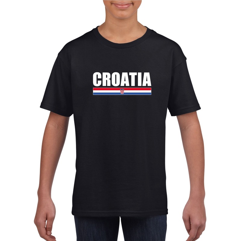 Zwart Kroatie supporter t-shirt voor kinderen