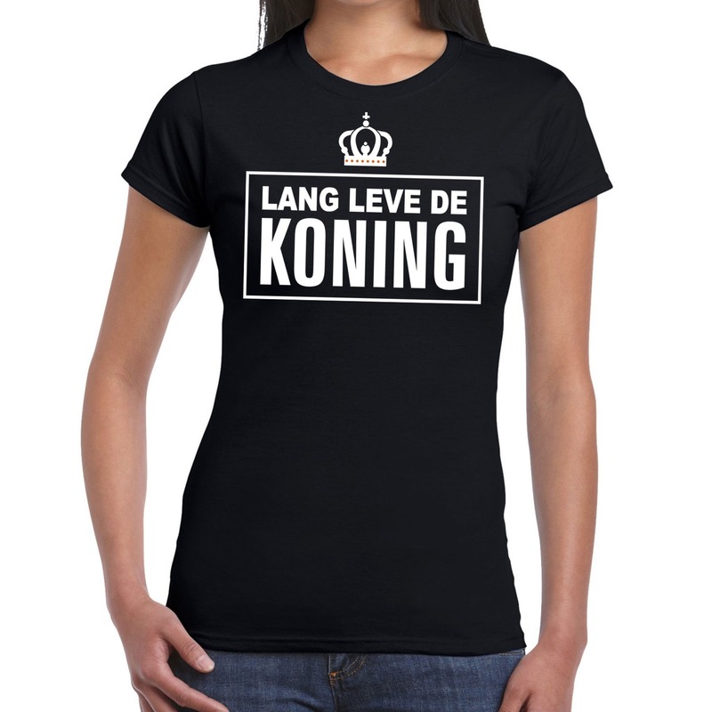 Zwart Lang leve de Koning t-shirt dames