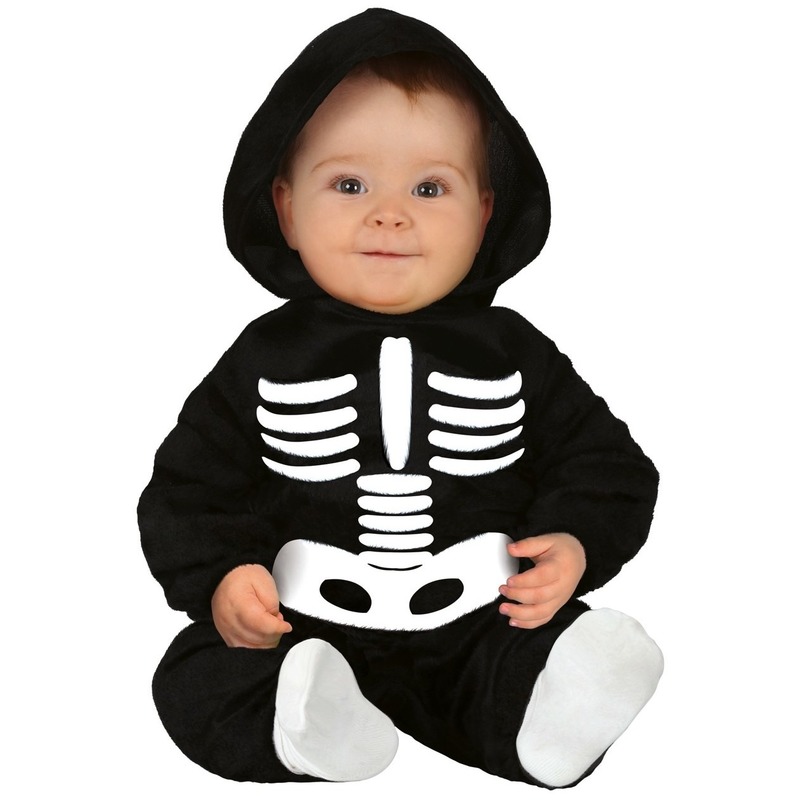 Zwart-wit skelet verkleedpak voor baby-peuter