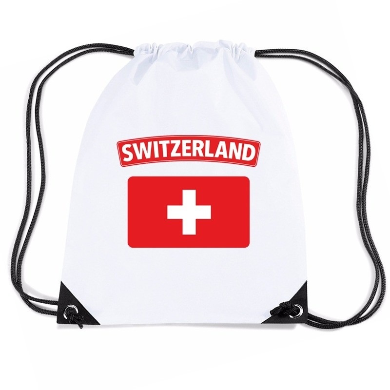 Zwitserland nylon rugzak wit met Zwitserse vlag