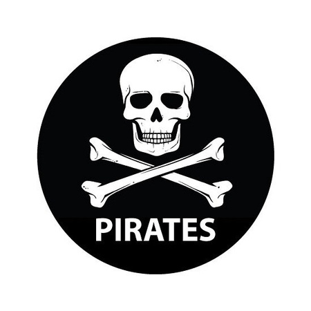 10 stuks zwarte piraten stickers 14,8 cm