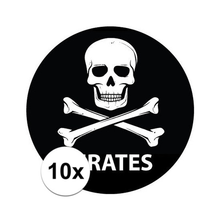 10x black pirates stickers 14,8 cm