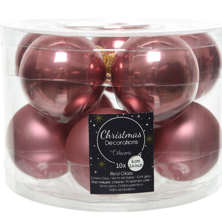 Glass Christmas boubles set 32x pieces old pink with tree topper gloss