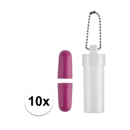 10x Foam earplugs in sleeve pink