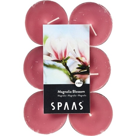 Candles by Spaas geurkaarsen - 24x stuks in 2 geuren Magnolia Blossom en Exotic wood