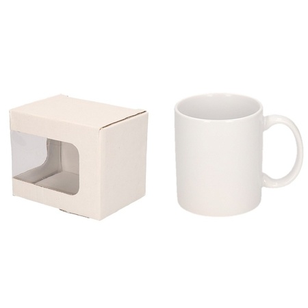 12x White mug and carton box set