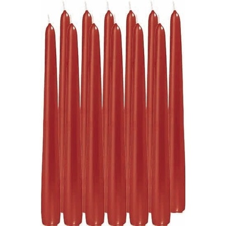 12x Red dining candles 25 cm 8 hours