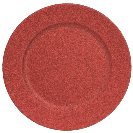 12x Diner plates/platters red glitter 33 cm round