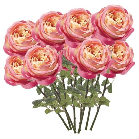 12x Roze rozen kunstbloemen 66 cm