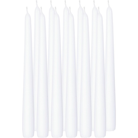 12x White dining candles 25 cm 8 hours