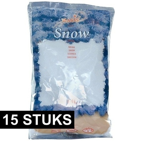 15x Zakken kunst sneeuwvlokken 4 liter