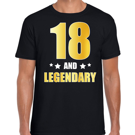 18 and legendary birthday present gold t-shirt / shirt black for men