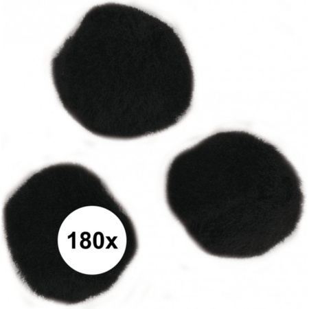 180x zwarte knutsel pompons 15 mm