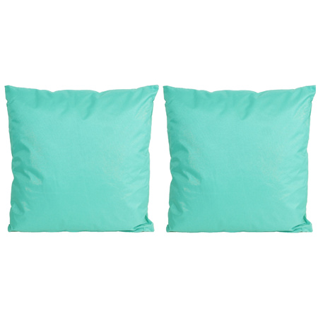 1x Bank/Sier kussens voor binnen en buiten in de kleur aqua blauw 45 x 45 cm