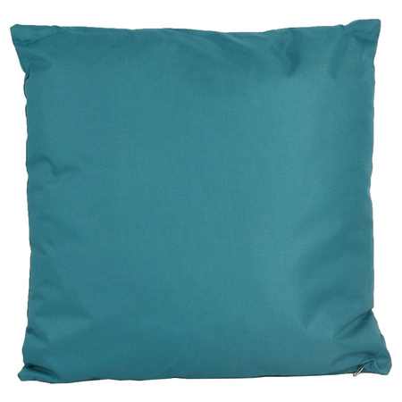1x Bank/sier kussens voor binnen en buiten in de kleur petrol blauw 45 x 45 cm