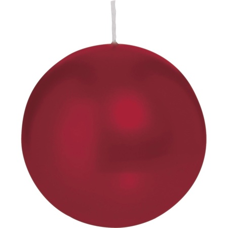 1x Burgundy red sphere/ball candle 8 cm 25 hours