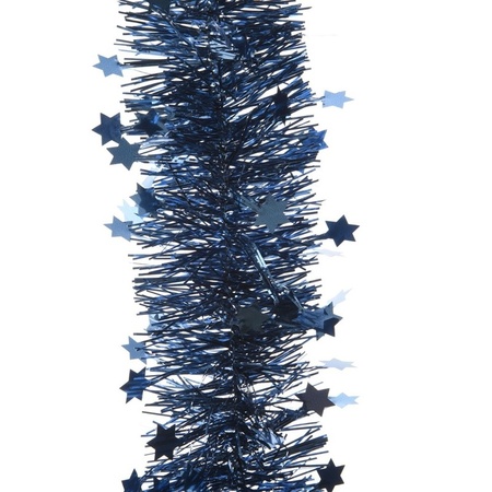 Christmas decorations glass shiny tree topper and star garlands set dark blue 3x pieces