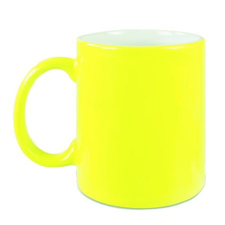 1x Unprinted fluor yellow mug 330 ml