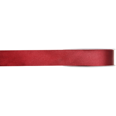 1x Hobby/decoration burgundy red satin ribbons 1 cm/10 mm x 25 meters