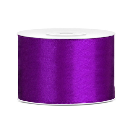1x Hobby/decoration purple satin ribbon 5 cm/50 mm x 25 meters