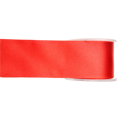 Satijn sierlint pakket - rood/wit - 2,5 cm x 25 meter - Hobby/decoratie/knutselen