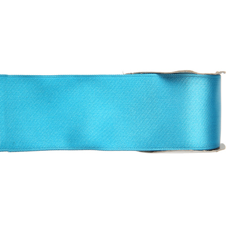 Satin deco ribbons set 2x rolls - black/blue - 2,5 cm x 25 meters - hobby/decoration