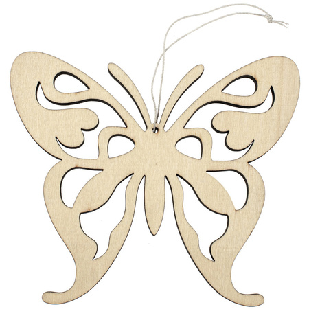 1x Wooden butterflies 16,5 x 14 cm hanging decoration