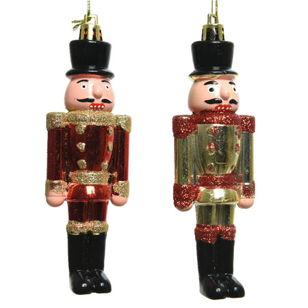 1x Kerstboomhangers notenkrakers poppetjes/soldaten goud 9 cm 