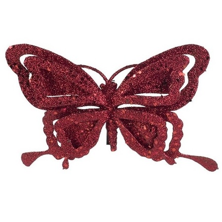 1x Christmas tree butterfly glitter red