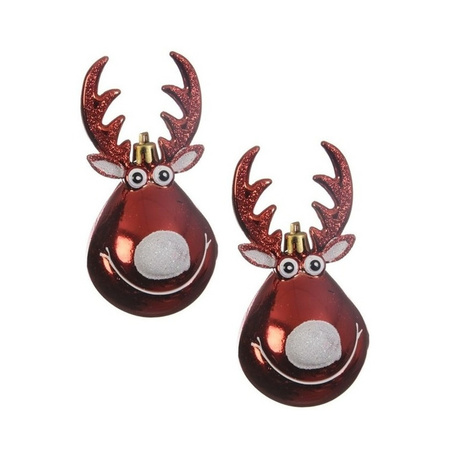 1x Christmas tree decoration red reindeer Rudolph 11 cm