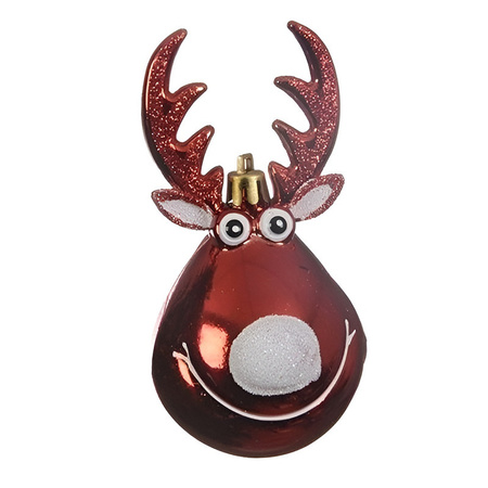 1x Christmas tree decoration red reindeer Rudolph 11 cm