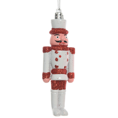 1x Nutcracker doll hangers white/red 12,5 cm
