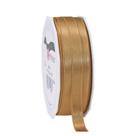 1x Luxury Hobby/decoration bronze pink satin ribbons 1 cm/10 mm x 25 meters