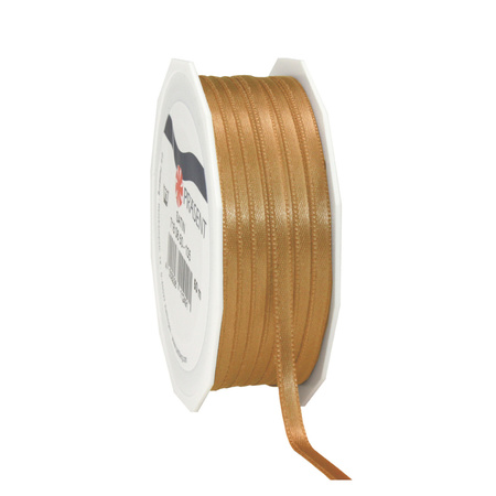 1x Luxury Hobby/decoration golden satin ribbons 0,6 cm/6 mm x 50 meters