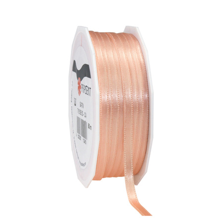 1x Luxury Hobby/decoration salmon pink pink satin ribbons 0,6 cm/6 mm x 50 meters