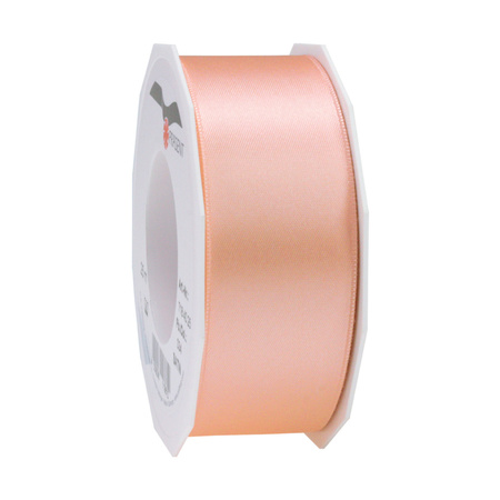 1x Luxury Hobby/decoration salmon pink pink satin ribbons 4 cm/40 mm x 25 meters