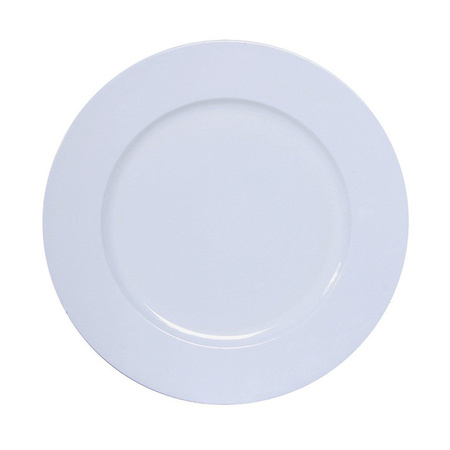 1x Candle charger plates/platters white shiny 33 cm round