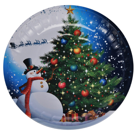 1x stuks metalen kerst kinderbordjes/borden met sneeuwpop 26 cm