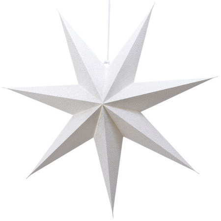 1x White glitter christmas star lanterns with E14 fitting 60 cm