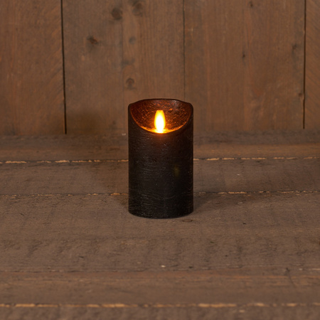1x Zwarte LED kaarsen / stompkaarsen met bewegende vlam 12,5 cm
