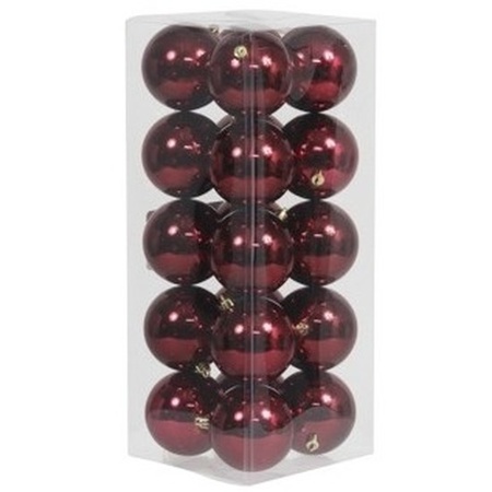 Kerstversiering kunststof kerstballen met piek bordeaux rood 6 en 8 cm pakket van 57x stuks